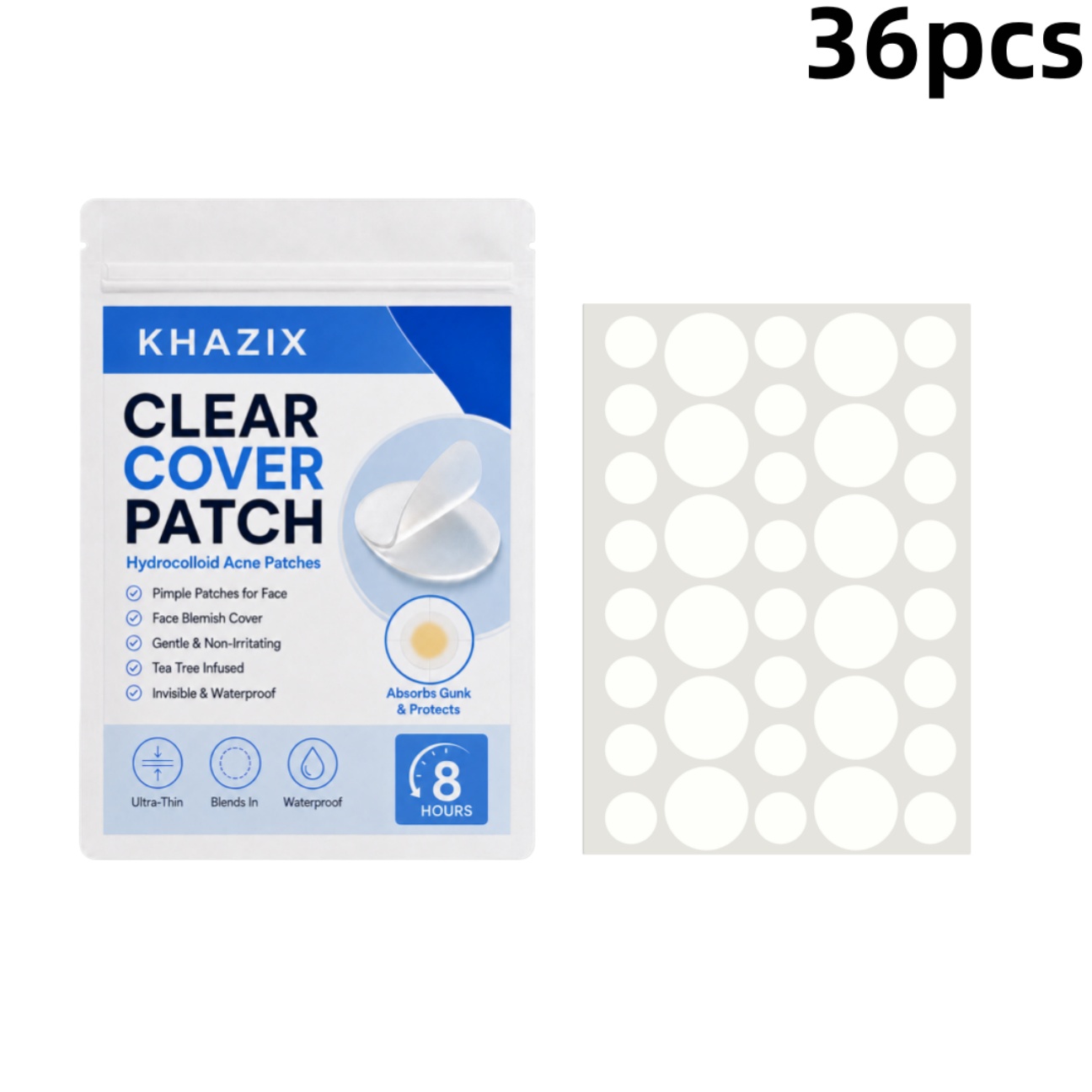 Hydrocolloid Acne Patch - 36pcs Transparent Pimple Patches Hydrocolloid Acne