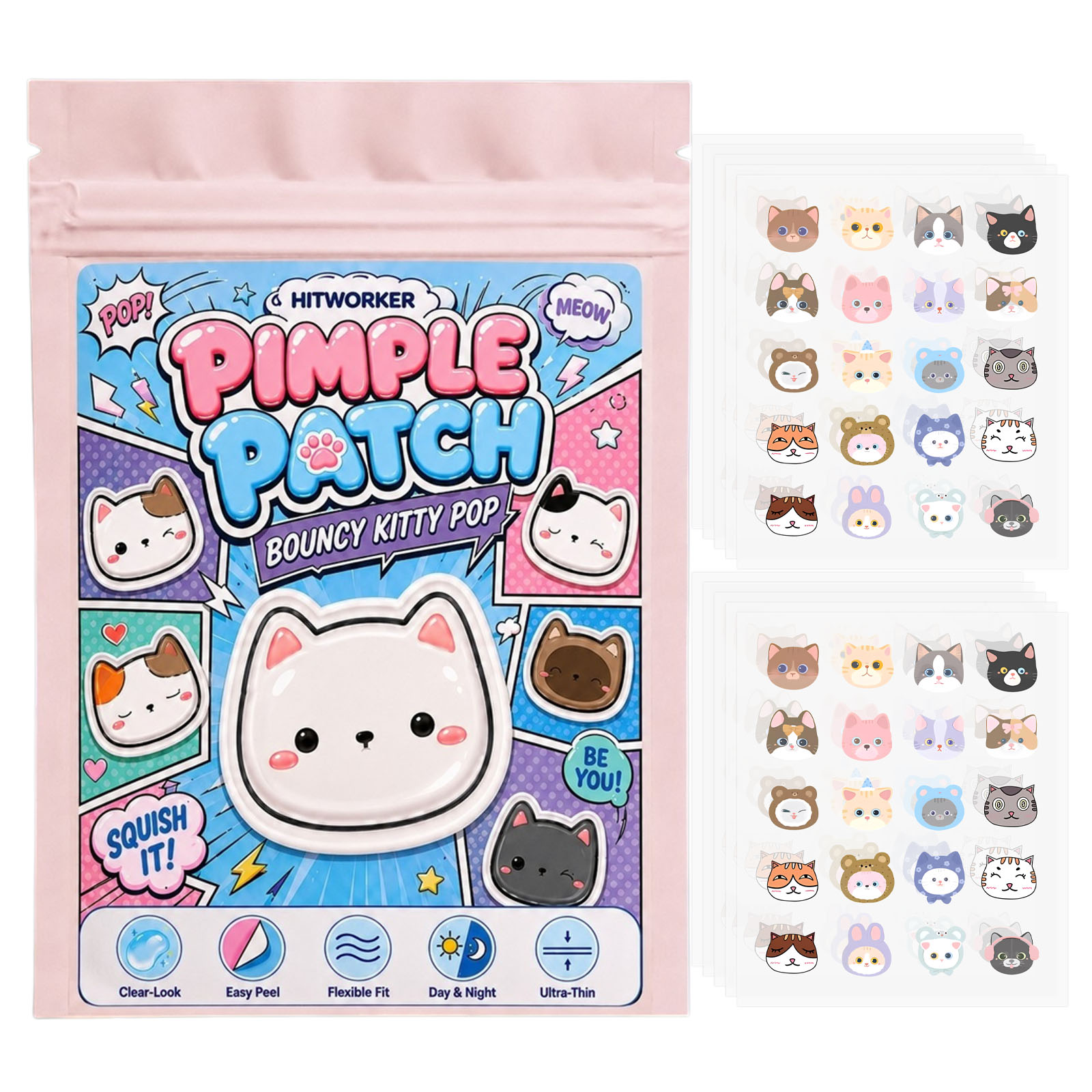100pcs Cute Cat Pimple Patches - огляд і ціна Peptide Neck Cream